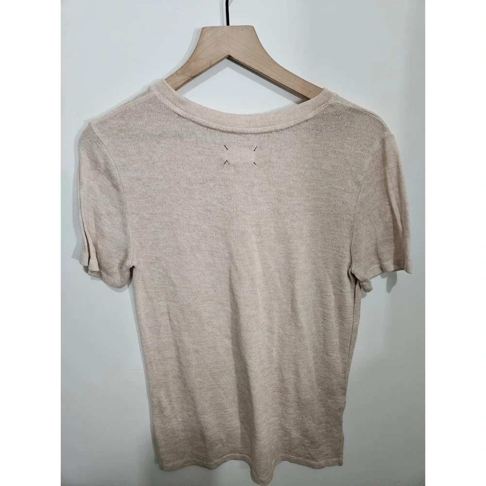 Lou &‎ Grey Oatmeal Beige Short Sleeve Knit Crewneck Top Small
